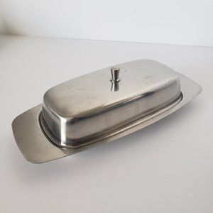 Vintage Leonard 18/8 Stainless Butter Dish Denmark Mid Century Modern MCM Danish